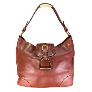Ralph Lauren Red Leather Quiet Luxury Horse Hobo bit Shoulder Bag